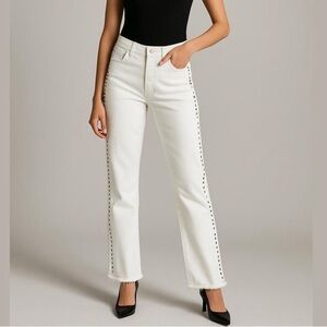 Zara White Jeans with Studded Detail 10